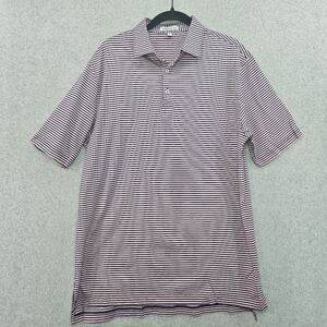 Peter Millar 100% Cotton Pink and‎ Navy Striped Men's Polo Golf Shirt Size M